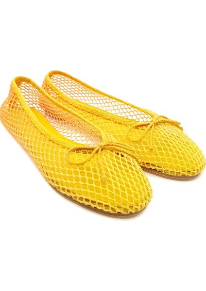 Sarı Degrade Orgü Barefoot Babet Ayakkabı