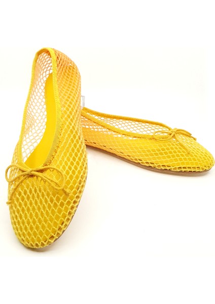 Sarı Degrade Orgü Barefoot Babet Ayakkabı