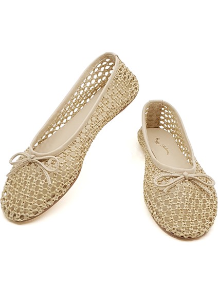Bej Örgü Barefoot Babet Ayakkabı