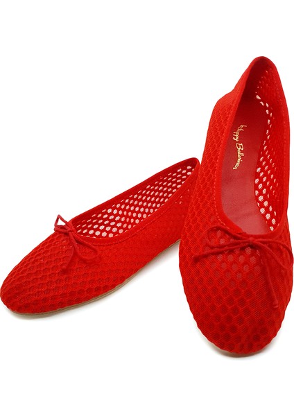 Kırmızı File Barefoot Babet Ayakkabı