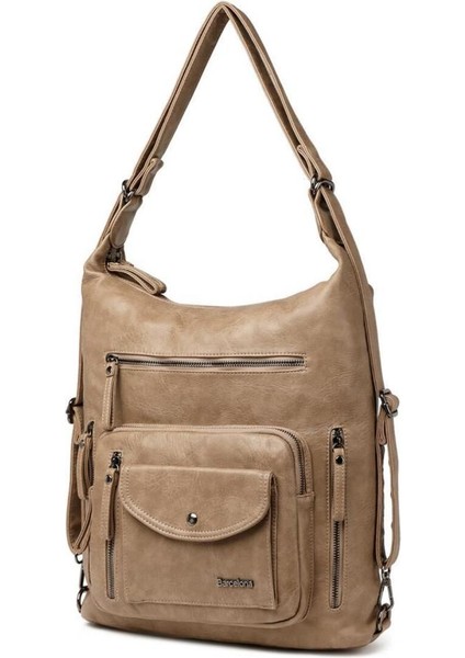 Yıkama Deri Hem Sırt Hem Omuz Kadın Çantası 21-K Barcelona 1580-7 modelleri