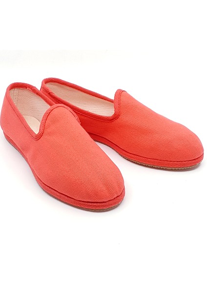 Mercan Rengi Koton Kumaş Barefoot Slipper