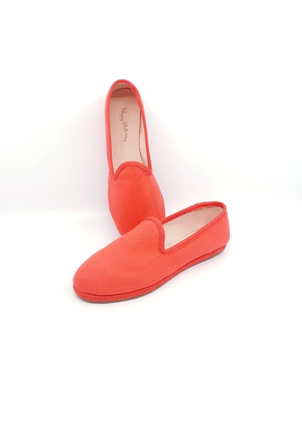 Mercan Rengi Koton Kumaş Barefoot Slipper