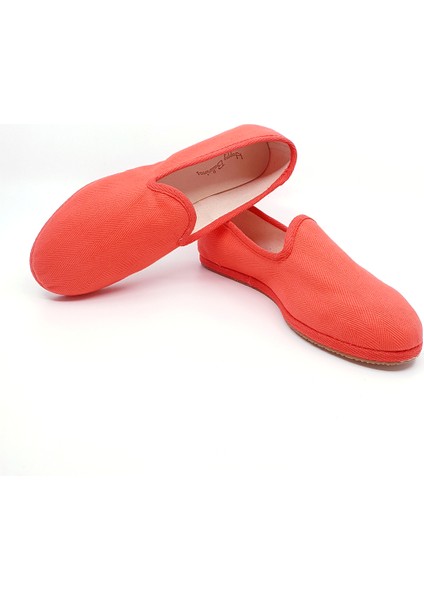 Mercan Rengi Koton Kumaş Barefoot Slipper