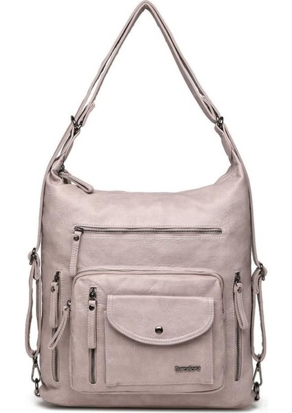 Yıkama Deri Hem Sırt Hem Omuz Kadın Çantası 21-K Barcelona 1580-7