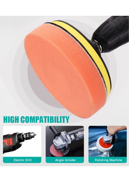 Araba Köpük Matkap Cilalama Pedi Cilalama Pedi Seti 6 Adet 4 Inç Araba Cilalama Setleri Sünger ve Yün Cilalama Pedleri Seti (Yurt Dışından)