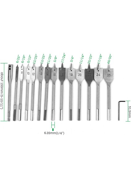 Ahşap Düz Matkap Setleri 6MM-25MM Çelik Ağaç Işleme Kürek Matkap Uçları Altıgen Şaftlı Düz Matkap Delik Delme Setleri Ağaç Işleme Aleti (Yurt Dışından) fiyatları
