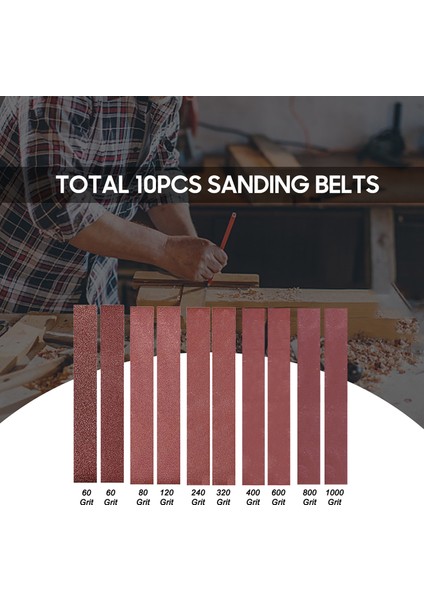 30*380MM Zımpara Bantları (1,18X14,96 Inç) 10 Adet Bant (60/60/80/120/240/320/400/600/800/1000 Grit, Her Tip Için Bir Adet) Ev Kullanımı Için Mini Bant Zımpara (Yurt Dışından)