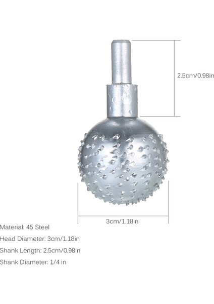 Küre Döner Freze 1/4 Inç Şaft Karbür Dosyası Tungsten Çelik Ahşap Oyma Taşlama Kafası Freze Kesici 3 cm Kafa (Yurt Dışından)