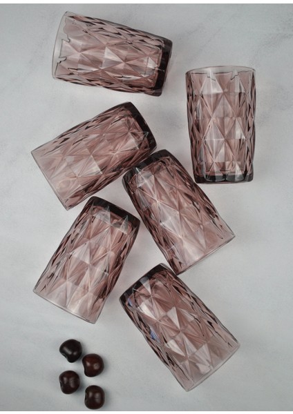 6'lı Kristal Cam Meşrubat Bardağı Su Bardak Uzun CHERRY-400 ml