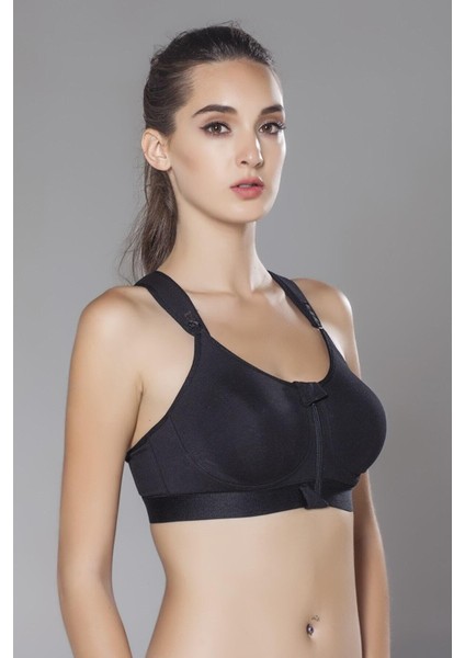 Siyah Önden Fermuarlı Sütyen - 2149