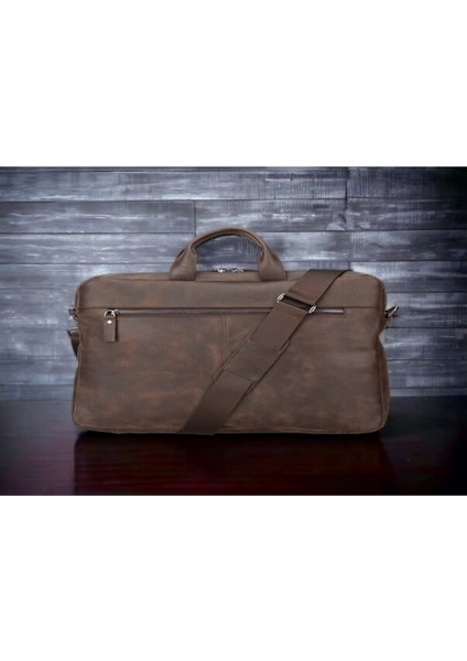 Apollo 13-14 Inç Deri Laptop Çantası TN03 Kahve Kahverengi