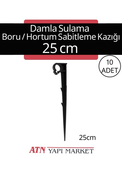 10 Adet 25 cm Damla Sulama Boru Hortum Sabitleme Kazığı - Uzun Bahçe Sabitleyici Kazık