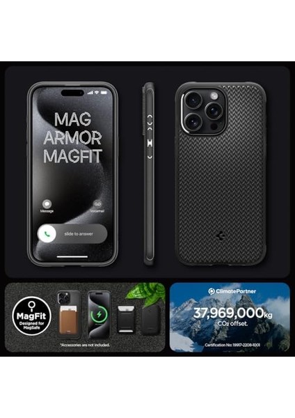 iPhone 15 Pro Max Kılıf Mag Armor Magfit Magsafe Özellikli Matte Black - ACS06597 modelleri
