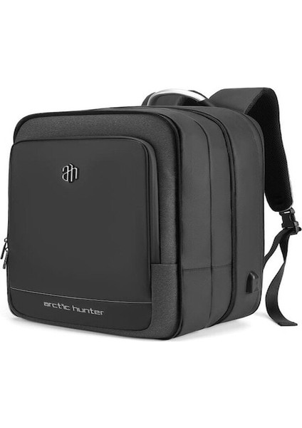 B00227 40L Genişletilebilir 17\" Laptop Sırt Çantası USB Şarj Portlu Siyah