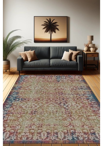 Eskitme Salon Halısı Dijital Baskılı Dokuma Kaymaz Tabanlı Yıkanabilir Antialerjik Oturma Odası Halısı