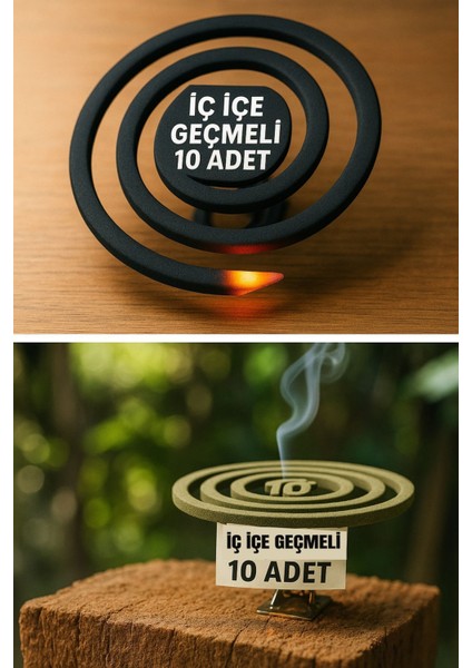 10'lu Spiral Sinek ve Haşere Kovucu Seti, Siyah, Koruma ve Temizlik Için Uygun