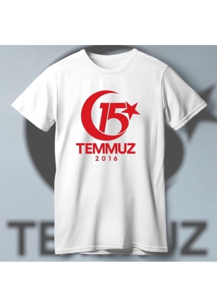 15 Temmuza Özel Tasarım 2016 Baskılı T-Shirt - Beyaz
