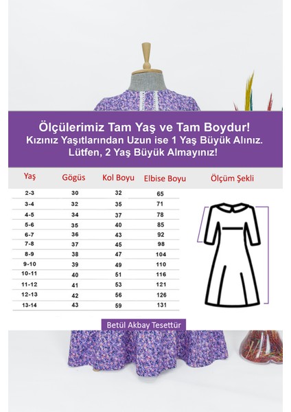 Kız Çocuk Viskon %100 Pamuklu Tesettür Elbise Zümra Model Uzun Tam Boy Elbise
