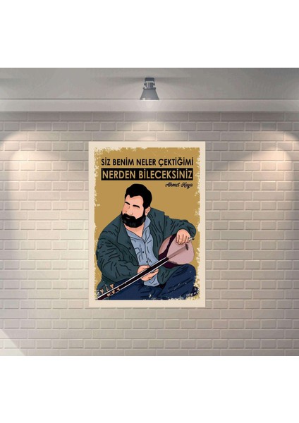 Siz Benim Neler Çektiğimi Nerden Bileceksiniz Ahmet Kaya Retro Mdf Duvar Dekarasyon Tablosu
