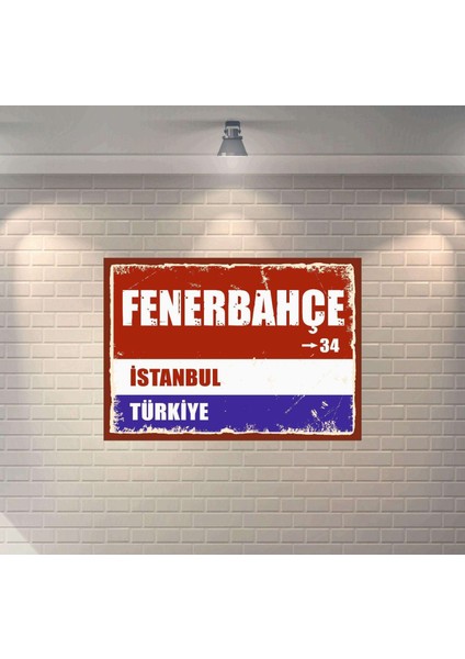 Fenerbahçe Sokak Tabelası Retro Mdf Duvar Dekarasyon Tablosu