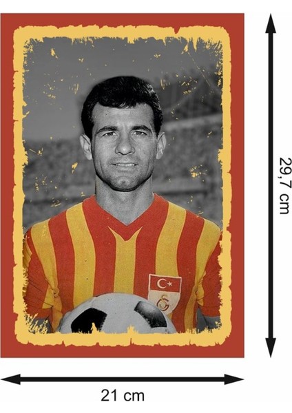 Metin Oktay Galatasaray Retro Mdf Duvar Dekarasyon Tablosu