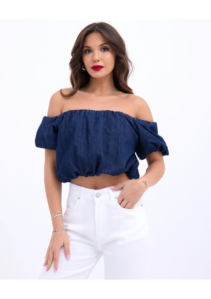 Taş Detaylı Gömlek Şort Denim Takım 10175