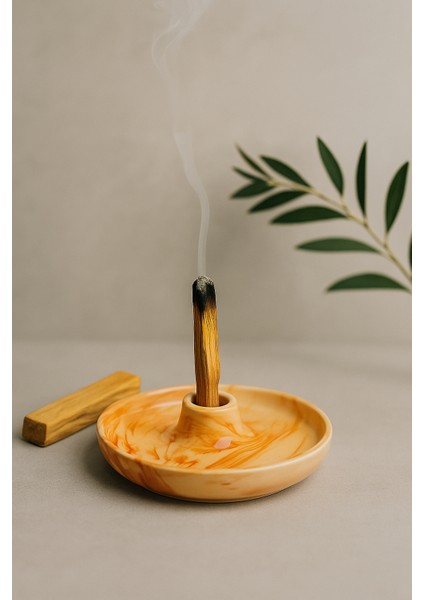 Mermer Desenli Seramik Tütsülük | Marble Pattern Holder | Palo Santo-Sandal-Öd indirimleri