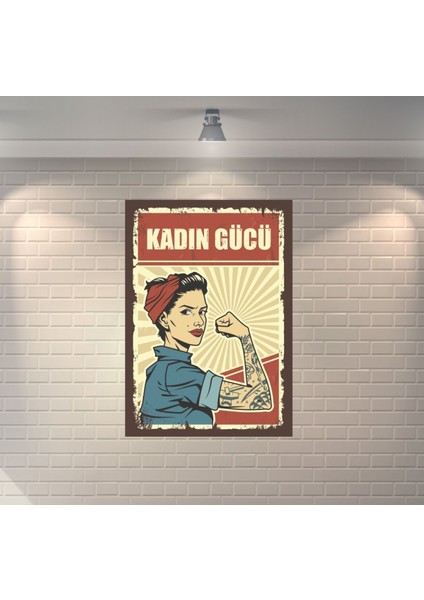 Kadın Gücü Retro Mdf Duvar Dekarasyon Tablosu