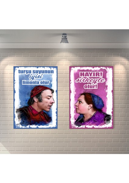 Turşu Suyunun Iyisi Sirkeyle Olur Adile Naşit ve Münir Özkul Retro Mdf Duvar Dekarasyon Tablosu