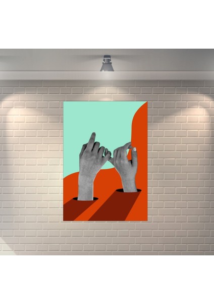 Barışı Simgeleyen Eller Retro Mdf Duvar Dekarasyon Tablosu