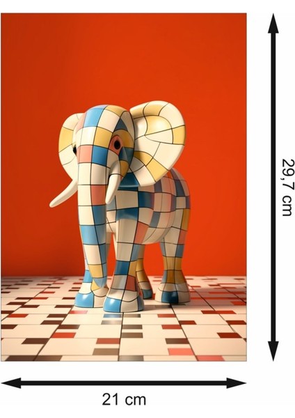 Renkli Sanatsal Fil Retro Mdf Duvar Dekarasyon Tablosu fiyatları
