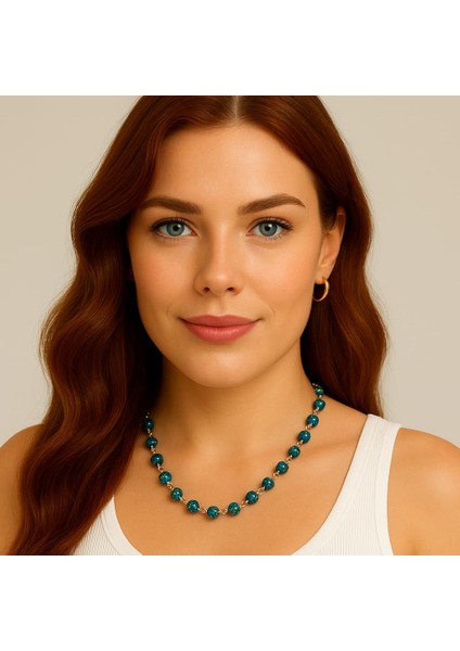 El Yapımı Lamba Işi Cam Boncuk Kolye - Mystic Blue