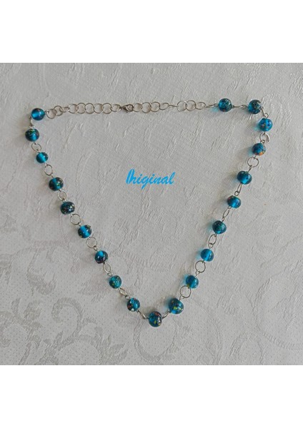 El Yapımı Lamba Işi Cam Boncuk Kolye - Mystic Blue modelleri