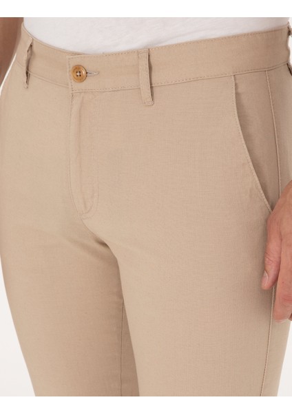 Erkek Bej Slim Fit Kanvas Pantolon 50308068-VR011