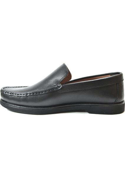 TP.109 Hakiki Rok Deri Siyah Anatomik Loafer Erkek Ayakkabı modelleri