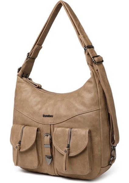 Yıkama Deri Hem Sırt Hem Omuz Kadın Çantası 21-K Barcelona 1936 modelleri