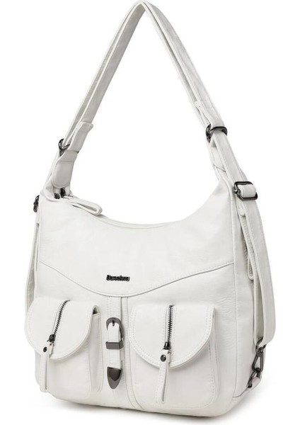 Yıkama Deri Hem Sırt Hem Omuz Kadın Çantası 21-K Barcelona 1936 modelleri