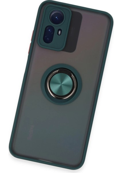 Xiaomi Redmi Note 12S Kılıf Montreal Yüzüklü Silikon Kapak - Yeşil Inslm