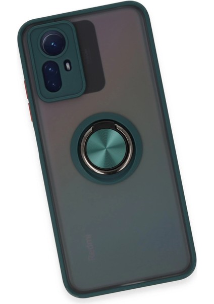 Xiaomi Redmi Note 12S Kılıf Montreal Yüzüklü Silikon Kapak - Yeşil Inslm