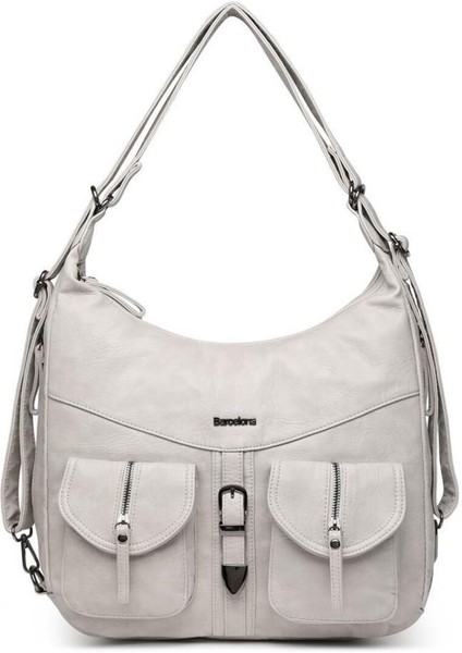 Yıkama Deri Hem Sırt Hem Omuz Kadın Çantası 21-K Barcelona 1936