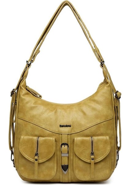 Yıkama Deri Hem Sırt Hem Omuz Kadın Çantası 21-K Barcelona 1936