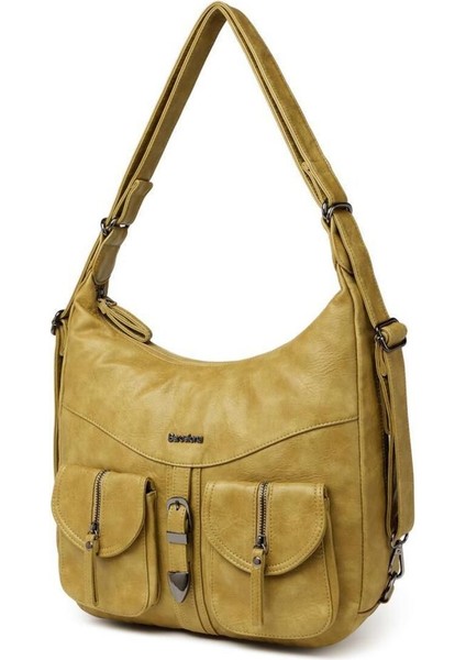 Yıkama Deri Hem Sırt Hem Omuz Kadın Çantası 21-K Barcelona 1936 modelleri