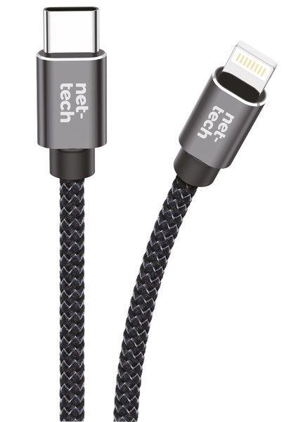 NT-DC11 Pd 20W Ip Örgü 300 cm Type-C To Lightning Şarj ve Data Kablosu (Siyah)