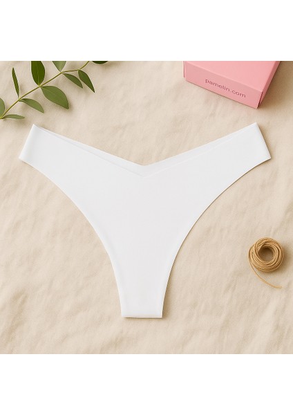 Pamelín Kadın Dikişsiz Brazilian Külot Lazer Kesim Seamless Brazilian Beyaz Renk Iz Yapmaz Iç Çamaşır
