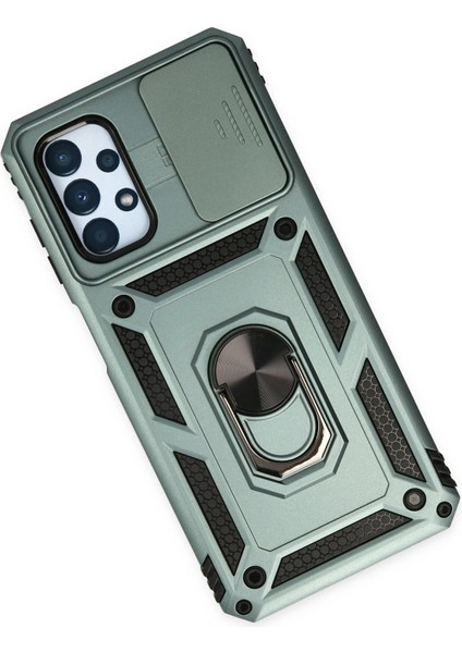 Samsung Galaxy A23 4g Kılıf Pars Lens Yüzüklü Silikon - Yeşil Inslm