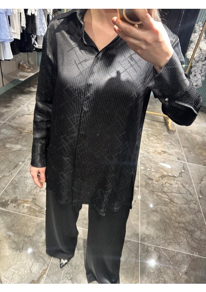 Çizgili Saten Takım – Taş Detaylı modelleri