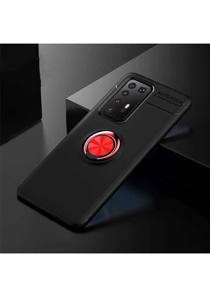 Huawei P40 Pro Kılıf Yüzüklü Standlı Renkli Kırılmaz Esnek Silikon Ravel Silikon Kapak