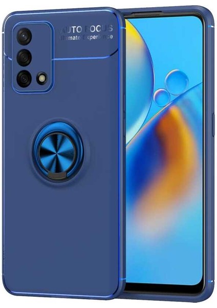 Oppo A74 4g Kılıf Yüzüklü Standlı Renkli Kırılmaz Esnek Silikon Ravel Silikon Kapak