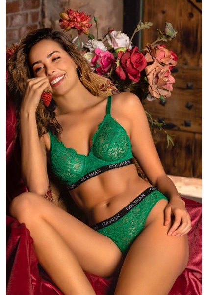 Gaudy Lace Bra, Yeşil Konforlu ve Şık Sütyen